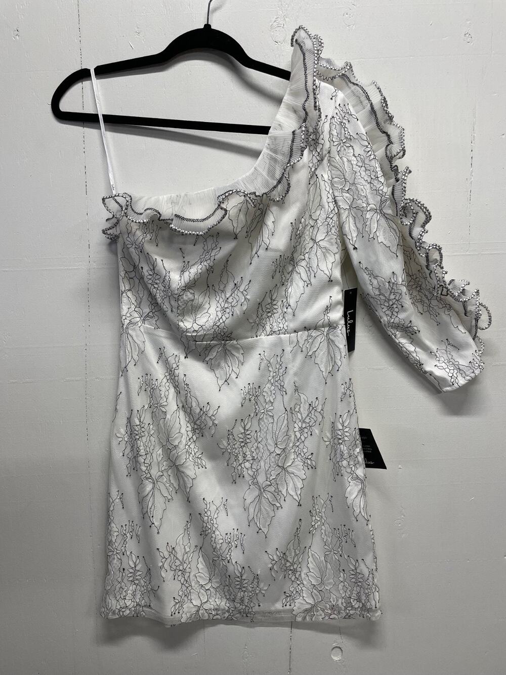 Lulu's Dress One Sleeve Size Small White Black New With Tags Cruise Nightlife